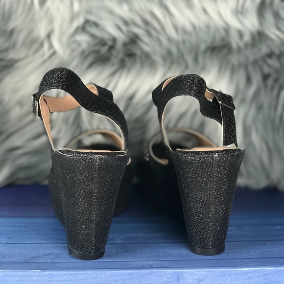 Open Toe Rhinestone Wedge Heels - Picture 7 of 7